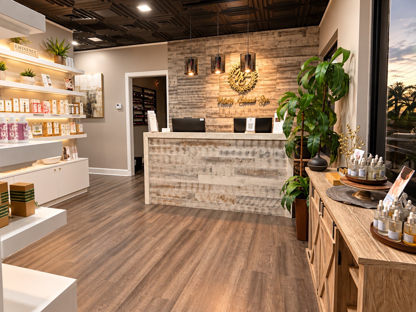 Reception and boutique at Victoria Edward Spa in Longwood, FL
