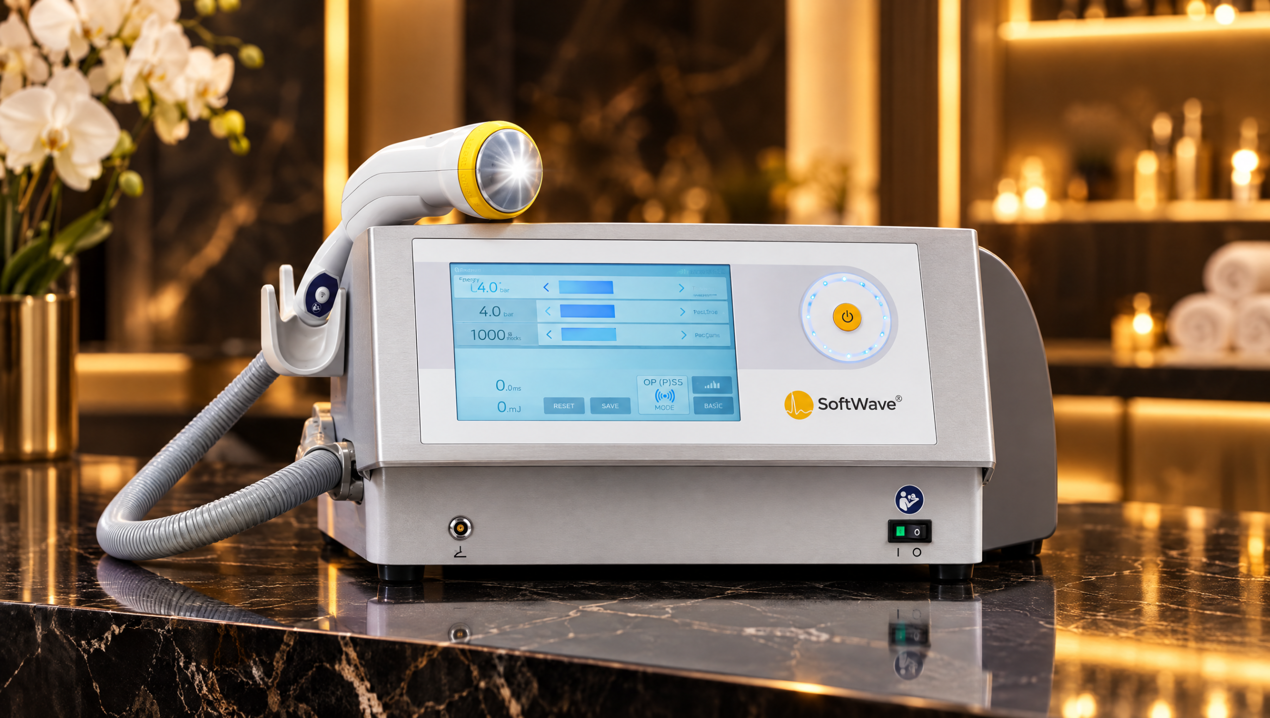 SoftWave therapy device with handheld applicator at Victoria Edward Spa in Longwood, FL